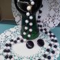 vintage Hong Kong necklace and clip earrings in classic black and white