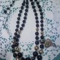 "Paul Morris - Jet Fantasy" Japan necklace with clip earrings in black and rosy silver gold
