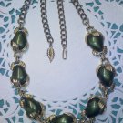 Beautiful, vintage, lustrous deep green Thermoset necklace