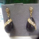 Avon black, gold and crystal "Precious Brilliance dangle pierced earrings" 1996