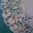 Things Remembered silver open heart necklace with CZ rhinestones