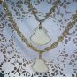 Whiting & Davis twisted link two chain gold tone vintage necklace with real shell pendants
