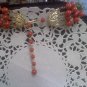 4 strand Lucite, faux marble confetti and glass beads necklace with clip earrings - Japan