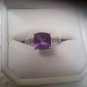 EMA jeweler's 14k white gold checkerboard cut amethyst solitaire ring size 7