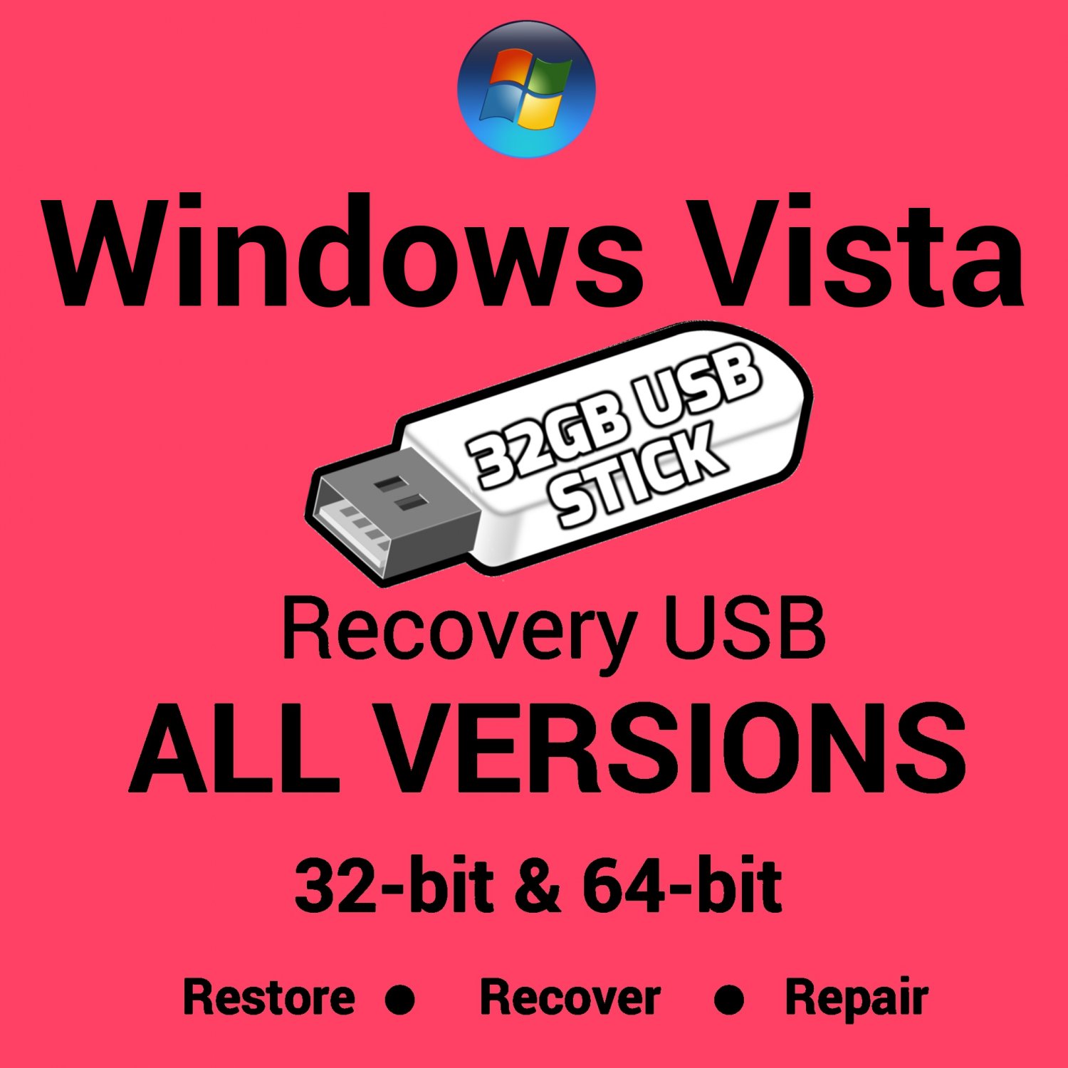 Windows Vista Enterprise 32 Bit Recovery Install Reinstall Boot USB Stick