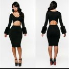 Layla dress with fur sleeves