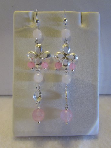 Sterling Silver Dangle Earrings with Rose Quartz