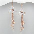Fun Fresh Water Pearl and Crystal Glass Copper Dangle Earrings