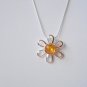 Genuine Baltic Amber Flower Pendant Charm Necklace Sterling Silver