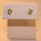 Genuine 1 Ct Peridot Sterling Silver w/ Platinum Stud Earrings Heart Cut Genuine 1 Ct Peridot Sterling Silver w/ Platinum Stud Earrings Heart Cut