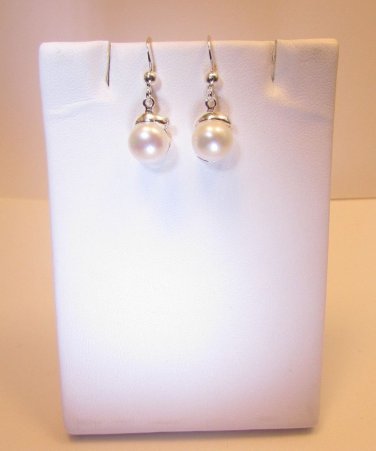 Pearl Sterling Silver Fresh Water Hook Dangle Earrings