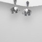 Sterling Silver and Marcasite Elephant Dangle Hook Earrings