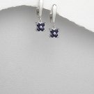 Genuine Blue Sapphire Flower Sterling Silver Earrings September birthstone Genuine Blue Sapphire Flower Sterling Silver Earrings September birthstone
