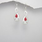 Sterling Silver Infinity Red Resin Dangle Hook Earrings