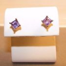 2ct Natural Princess Amethyst 925 Sterling Silver Stud Earrings