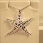 Sterling Silver Decorative Ocean Starfish Pendant Necklace18" Chain Nautical