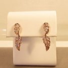 14K Pink Gold Vermeil Leaf C Z 925 Sterling Silver Dangle Butterfly Earrings