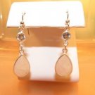 Gorgeous Moonstone and Round Blue Topaz Sterling Silver Dangle Hook Earrings