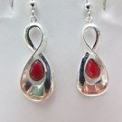 Red Resin Infinity 925 Sterling Silver Dangle Hook Earrings
