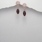 2CT Garnet Blue Topaz Sterling Silver Pink Vermeil Drop Earrings January Birthst 2CT Garnet Blue Topaz Sterling Silver Pink Vermeil Drop Earrings January Birthst