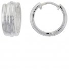 Huggie Hoop 925 Sterling Silver Earrings Huggy Round Two Light Grooves Huggie Hoop 925 Sterling Silver Earrings Huggy Round Two Light Grooves