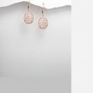 14K Pink Gold Vermeil Swirl C Z 925 Sterling Silver Dangle Leverback Earrings 14K Pink Gold Vermeil Swirl C Z 925 Sterling Silver Dangle Leverback Earrings