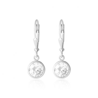 Sterling silver cubic zirconia leverback earrings