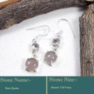 Rose Quartz Earrings | Cabochon Sterling Silver Earrings | Drop Dangle Earrings