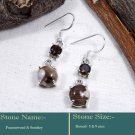 Peanut wood & Smokey Quartz Cab Earrings | Cabochon Sterling Silver Earrings | Drop Dangle Earrings