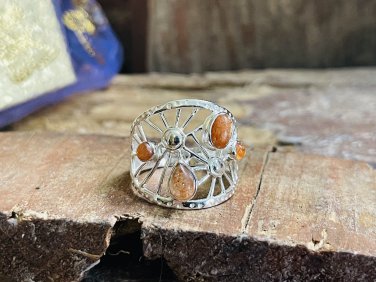 Sunstone Ring | Gemstone Ring | Sterling Silver Ring
