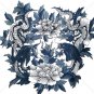 UNTITLED*ORIENT*ASIAN*TWO DRAGON KOI FISH W/CHRYSANTHEMUMS*IN WHITE/BLUES*PRINT