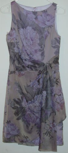 LIKE NEW*B'ZAR DRESS*FLORAL*LAVENDERS*SEED BEADS & SEQUINS*MULTI OCCASIONS*SIZE 6*MINT*