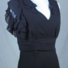 NEW*BLACK*SHEER*BLOUSE*CASCADES OF RUFFLES*FLUTTER HEM*CAREER*CLUB*EVENING*S 6*
