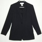 LIKE NEW*JONES NEW YORK*BLACK*WIDE PINSTRIPE*PANTSUIT*RAYON*FITTED*SINGLE BREASTED*SIZE 6*