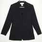 LIKE NEW*JONES NEW YORK*BLACK*WIDE PINSTRIPE*PANTSUIT*RAYON*FITTED*SINGLE BREASTED*SIZE 6*