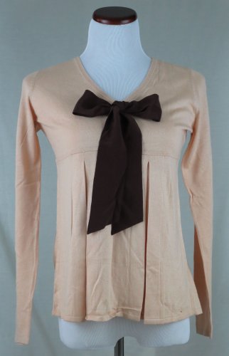 NEW*VICTORIA SECRET*SILK*V NECK SWEATERS*PEACH*PUMPKIN*SIZE M*RT $86*65% OFF