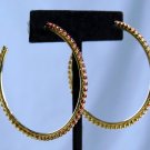 Nw/tT*2" GOLD HOOPS*FINE RUBY RED RHINESTONES*HYPOALLERGENIC*RT $28