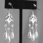 NEW*2" SILVER CHANDELIERS*W/CLEAR DIAMOND RHINESTONE & TEAR DROP PEARLS & BEADS*HYPOALLERGENIC*