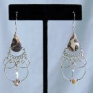 NEW*VINTAGE*1990*PERU*HANDMADE*DELICATE ALPACA SILVER & JASPER DANGLE EARRINGS & BRACELET SET *