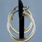 NEW*VINTAGE*1990*10 KT YELLOW GOLD*1" DOUBLE LOOP HOOP PIERCED EARRINGS