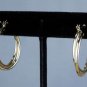 NEW*VINTAGE*1990*10 KT YELLOW GOLD*1" DOUBLE LOOP HOOP PIERCED EARRINGS