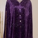 Moda International INTL Size Large purple floral Velvet Like Shirt Blouse Long S