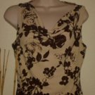 Size M Kenneth Cole Sleavless Blouse Brown floral/ tan Shirt