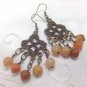 RESERVEDAgate Earthy Beaded Chandelier Earrings - Antiqued bronze swirls