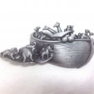 RESERVEDVintage Animal Brooch / Pin - Signed AJC - Silver Tone Noah's Ark - Made in USA
