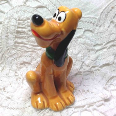 SOLD Vintage Pluto Disney Dog Ceramic Figurine Japan Orange Cute - Original Price Label - 2-1/2"