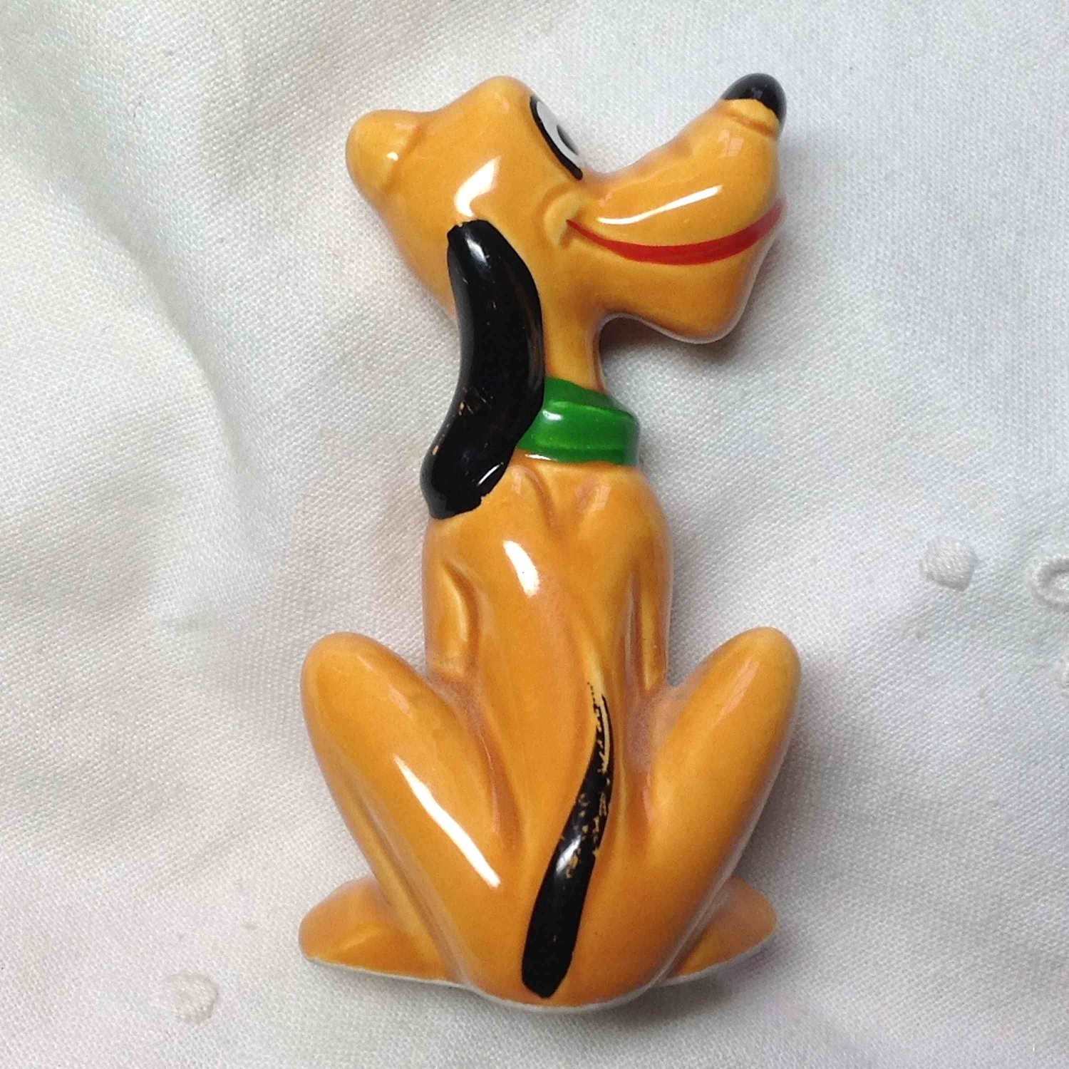 Vintage Pluto Disney Dog Ceramic Figurine Japan Orange Cute Original