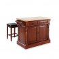 Crosley Butcher Block Top Kitchen Island in Classic Cherry with 24-Inch Matching Stools