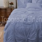 100% COTTON 800 TC FLOWER  RUFFLED  DUVET SET KING SIZE EGYPTION BLUE