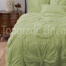 100% COTTON 800 TC FLOWER  RUFFLED  DUVET SET QUEEN SIZE SAGE